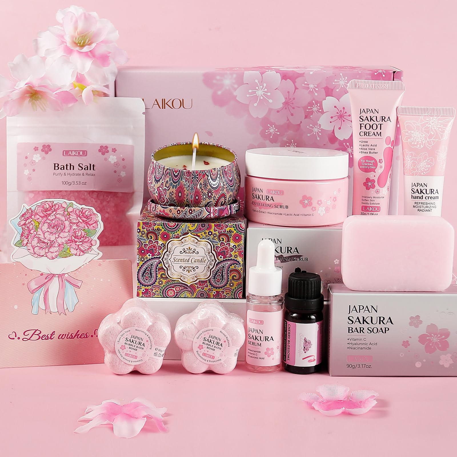 Japan Sakura Spa Gift Set Hand Cream 30g, Foot Cream 30g, Scrub